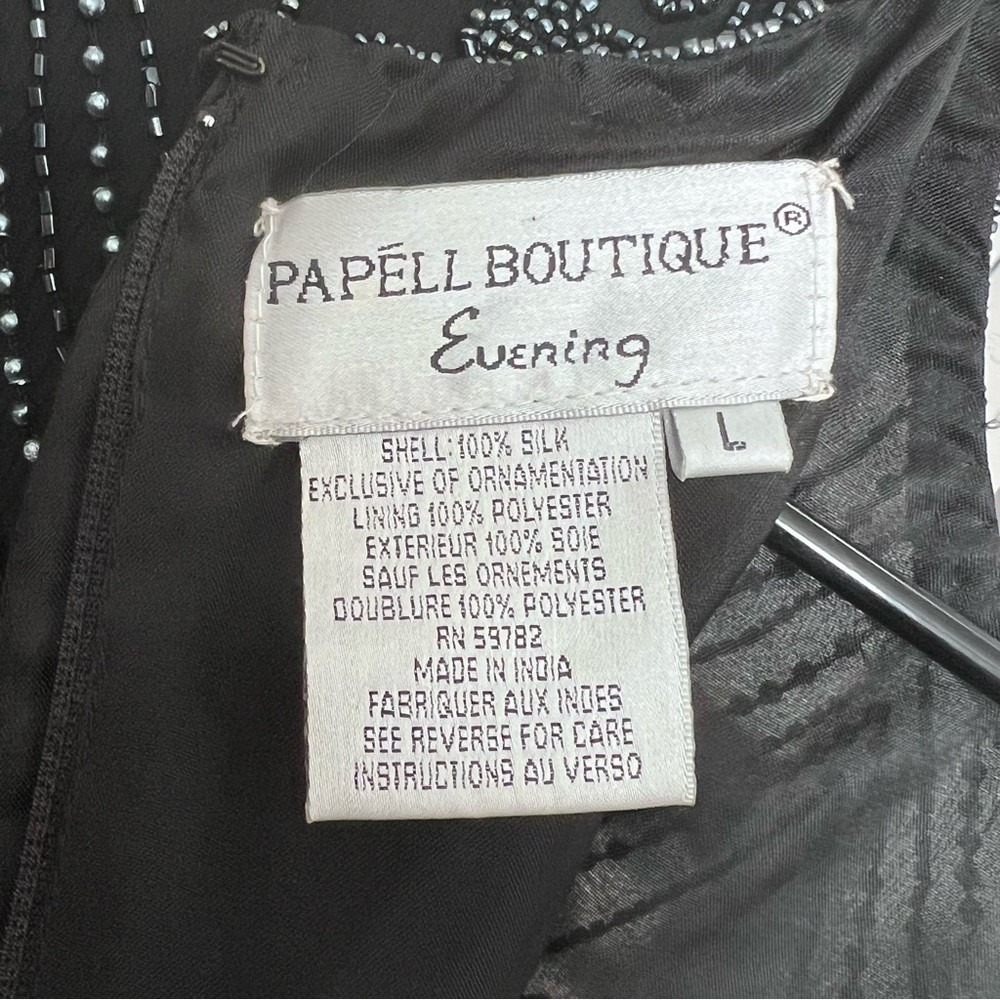 VTG Papell Boutique Evening Beaded Top SZ L Blk/Grey Wedding Party Glam Retro - Picture 10 of 10